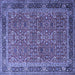 Square Machine Washable Persian Blue Traditional Rug, wshtr1649blu