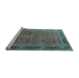 Sideview of Machine Washable Persian Light Blue Traditional Rug, wshtr1649lblu