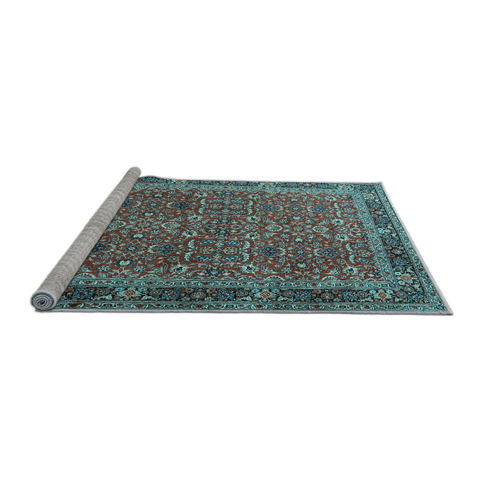 Sideview of Machine Washable Persian Light Blue Traditional Rug, wshtr1649lblu