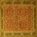 Square Machine Washable Persian Yellow Traditional Rug, wshtr1649yw