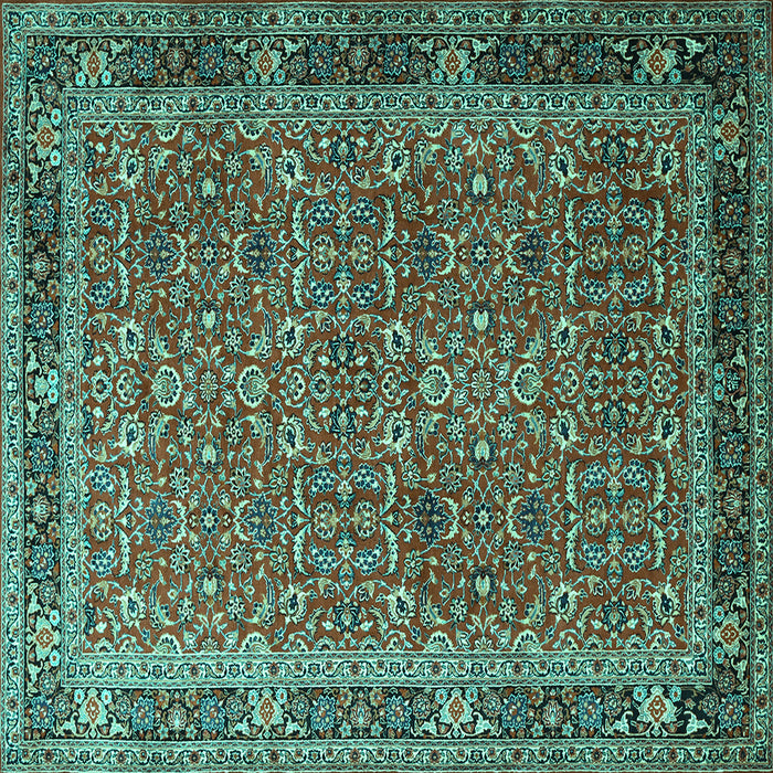 Square Persian Turquoise Traditional Rug, tr1649turq