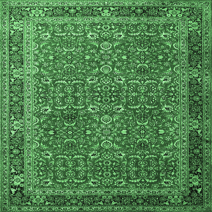 Square Persian Emerald Green Traditional Rug, tr1649emgrn