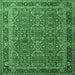 Square Machine Washable Persian Emerald Green Traditional Area Rugs, wshtr1649emgrn