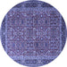 Round Machine Washable Persian Blue Traditional Rug, wshtr1649blu