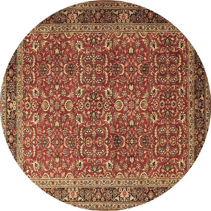 Round Persian Brown Traditional Rug, tr1649brn