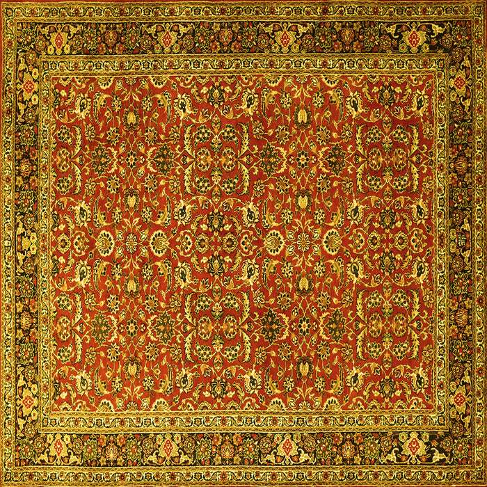 Square Persian Yellow Traditional Rug, tr1649yw