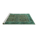 Sideview of Machine Washable Persian Turquoise Traditional Area Rugs, wshtr1649turq