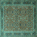 Square Machine Washable Persian Turquoise Traditional Area Rugs, wshtr1649turq