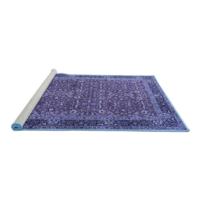 Sideview of Machine Washable Persian Blue Traditional Rug, wshtr1649blu