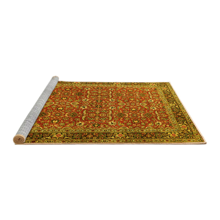 Sideview of Machine Washable Persian Yellow Traditional Rug, wshtr1649yw