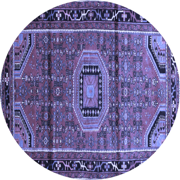 Round Machine Washable Persian Blue Traditional Rug, wshtr164blu