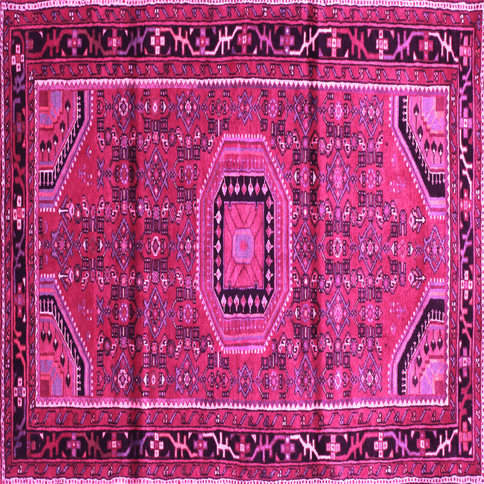 Square Machine Washable Persian Pink Traditional Rug, wshtr164pnk