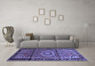 Machine Washable Persian Blue Traditional Rug in a Living Room, wshtr164blu