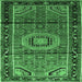 Square Machine Washable Persian Emerald Green Traditional Area Rugs, wshtr164emgrn