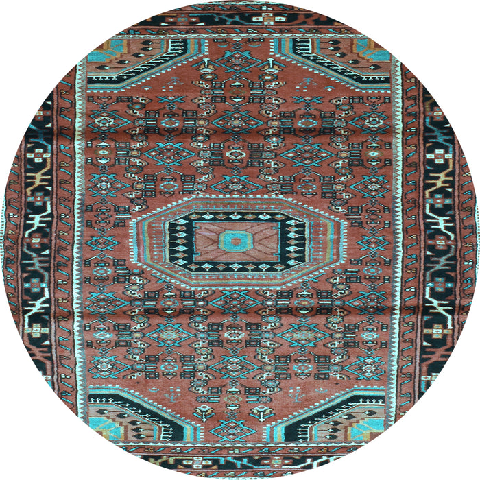 Round Machine Washable Persian Light Blue Traditional Rug, wshtr164lblu