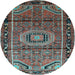 Round Machine Washable Persian Light Blue Traditional Rug, wshtr164lblu