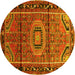 Round Machine Washable Persian Yellow Traditional Rug, wshtr164yw