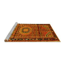 Sideview of Machine Washable Persian Yellow Traditional Rug, wshtr164yw