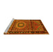 Sideview of Machine Washable Persian Yellow Traditional Rug, wshtr164yw