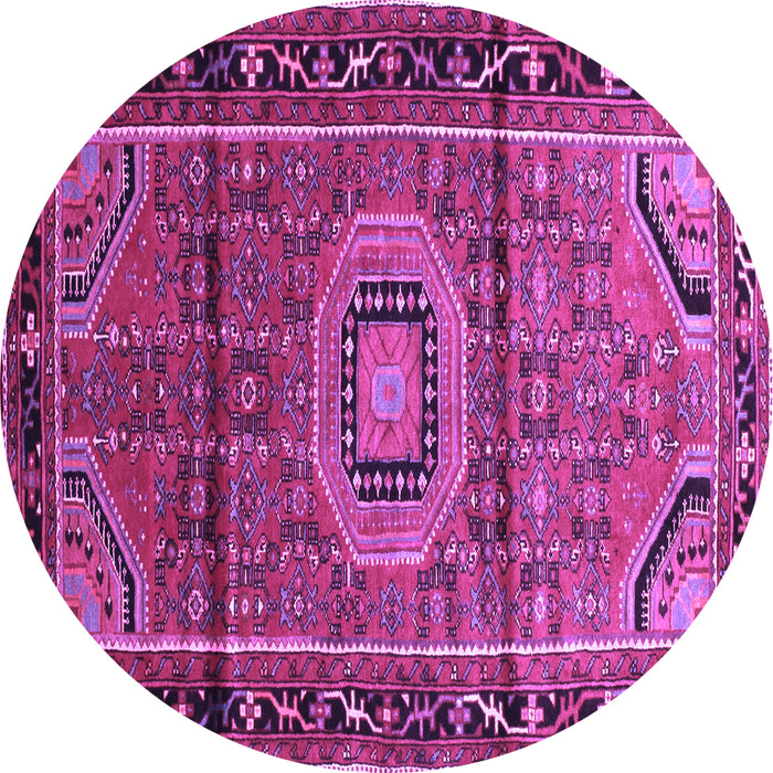Round Machine Washable Persian Purple Traditional Area Rugs, wshtr164pur