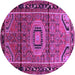 Round Machine Washable Persian Purple Traditional Area Rugs, wshtr164pur