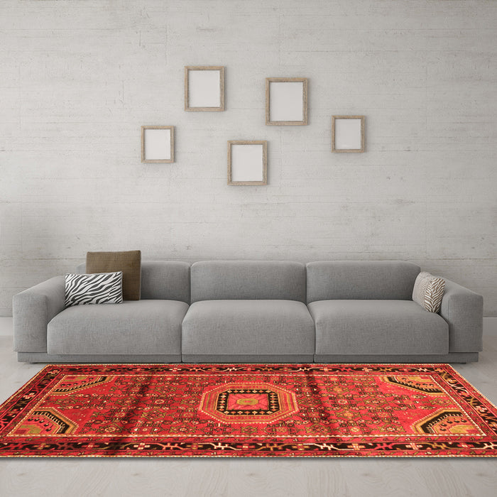 Machine Washable Persian Orange Traditional Area Rugs in a Living Room, wshtr164org