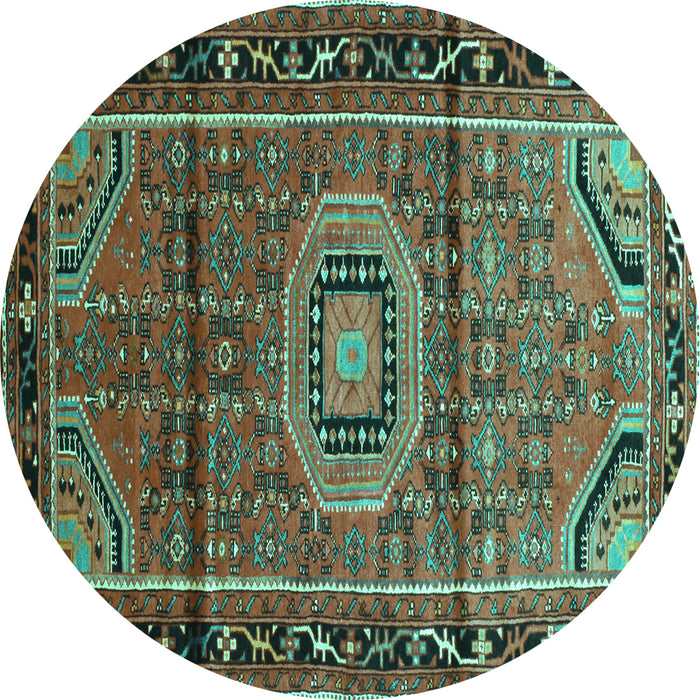 Round Persian Turquoise Traditional Rug, tr164turq