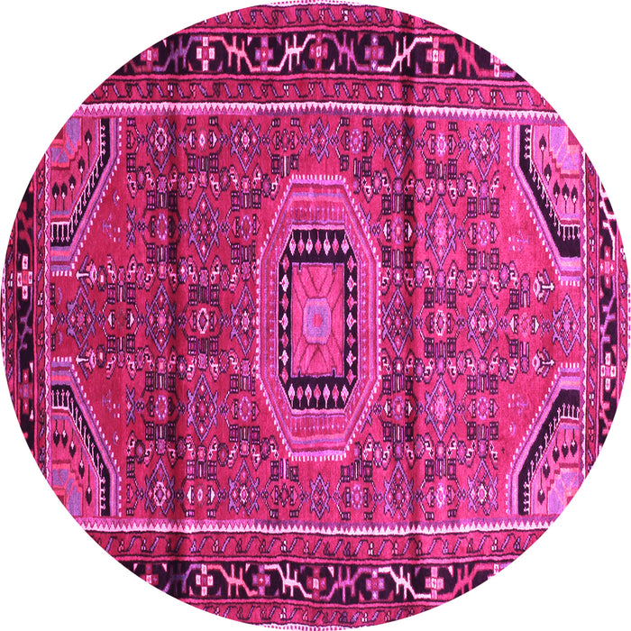 Round Machine Washable Persian Pink Traditional Rug, wshtr164pnk