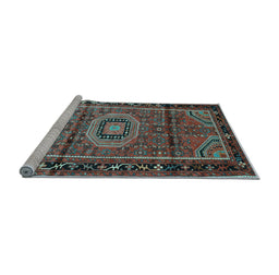 Sideview of Machine Washable Persian Light Blue Traditional Rug, wshtr164lblu