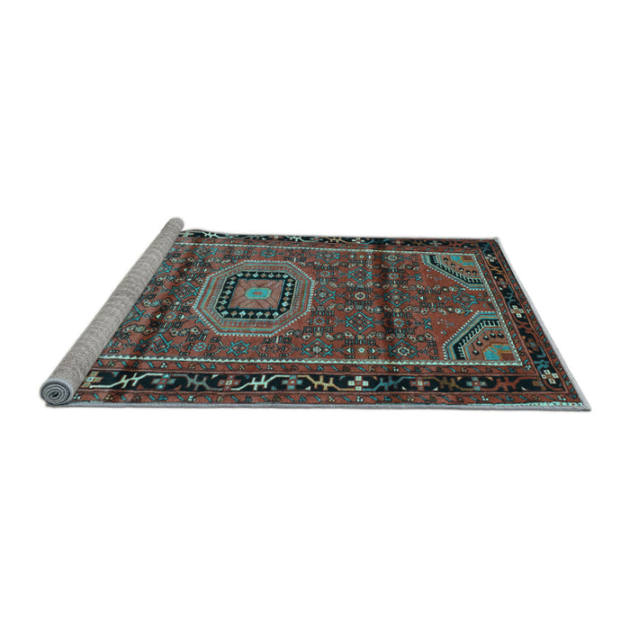 Sideview of Machine Washable Persian Light Blue Traditional Rug, wshtr164lblu