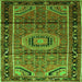 Round Machine Washable Persian Green Traditional Area Rugs, wshtr164grn