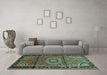 Machine Washable Persian Turquoise Traditional Area Rugs in a Living Room,, wshtr164turq