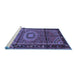 Sideview of Machine Washable Persian Blue Traditional Rug, wshtr164blu