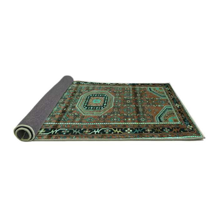 Sideview of Persian Turquoise Traditional Rug, tr164turq