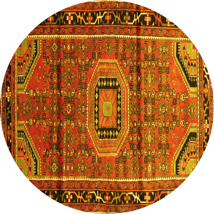 Round Persian Yellow Traditional Rug, tr164yw
