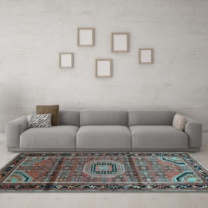 Machine Washable Persian Light Blue Traditional Rug in a Living Room, wshtr164lblu
