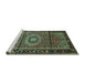 Sideview of Machine Washable Persian Turquoise Traditional Area Rugs, wshtr164turq