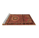 Sideview of Machine Washable Persian Brown Traditional Rug, wshtr164brn