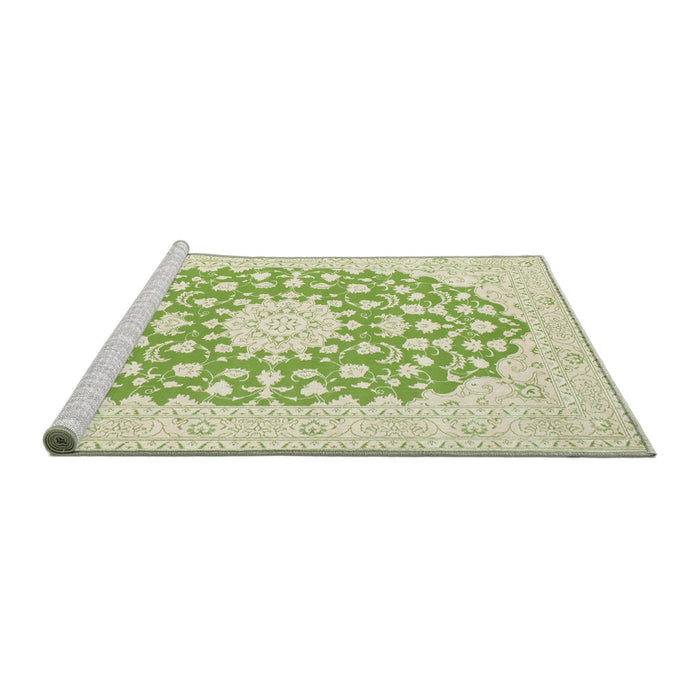 Sideview of Machine Washable Traditional Yellow Green Rug, wshtr165