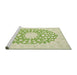 Sideview of Machine Washable Traditional Yellow Green Rug, wshtr165