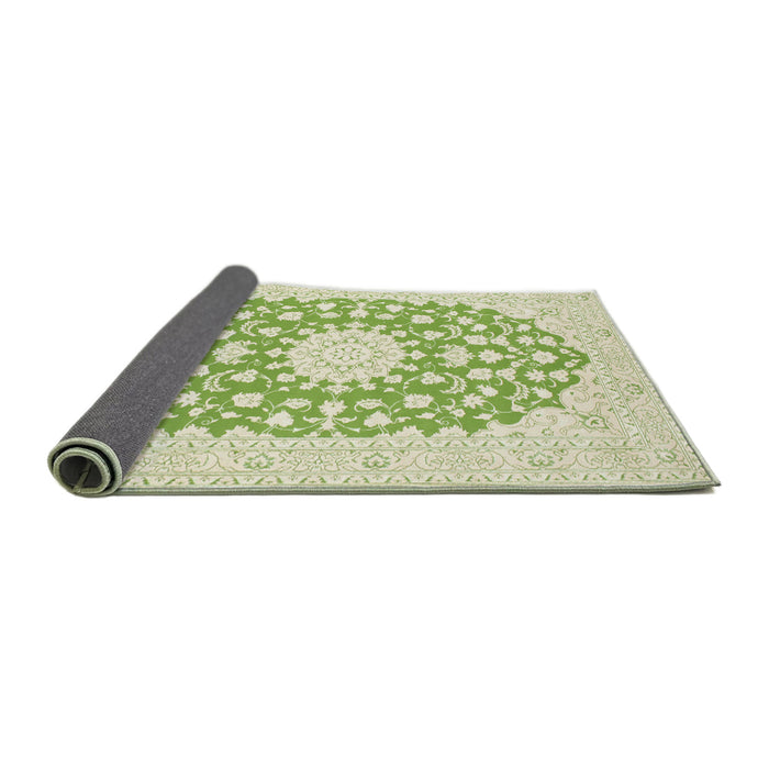 Sideview of Traditional Yellow Green Medallion Rug, tr165