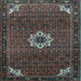 Square Medallion Light Blue Traditional Rug, tr1650lblu