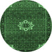 Round Medallion Emerald Green Traditional Rug, tr1650emgrn