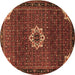 Round Machine Washable Medallion Brown Traditional Rug, wshtr1650brn