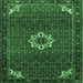 Square Machine Washable Medallion Emerald Green Traditional Area Rugs, wshtr1650emgrn