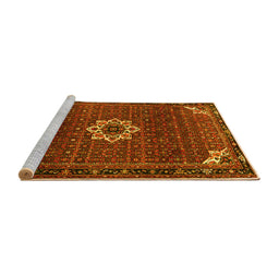 Sideview of Machine Washable Medallion Yellow Traditional Rug, wshtr1650yw