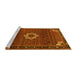 Sideview of Machine Washable Medallion Yellow Traditional Rug, wshtr1650yw