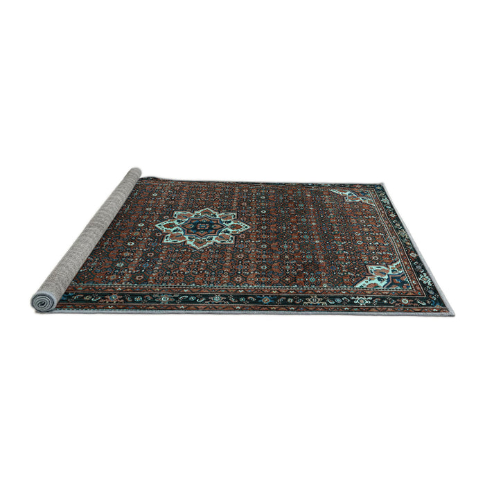 Sideview of Machine Washable Medallion Light Blue Traditional Rug, wshtr1650lblu