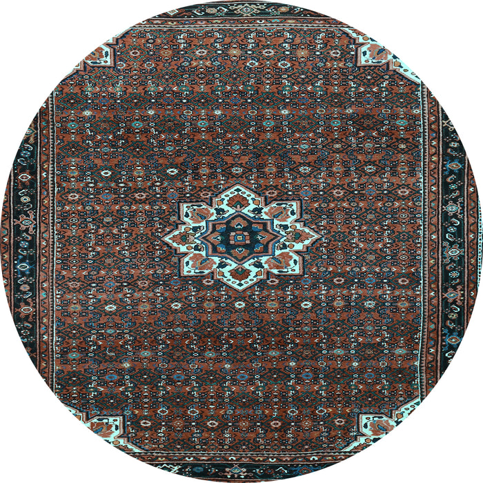 Round Medallion Light Blue Traditional Rug, tr1650lblu