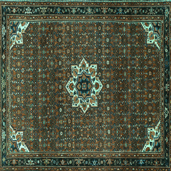 Square Machine Washable Medallion Turquoise Traditional Area Rugs, wshtr1650turq